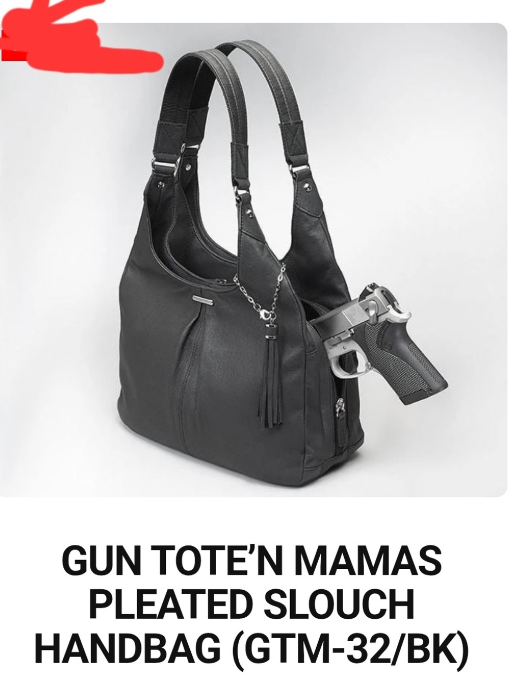 Gun Toten Mama Concealed Carry Pleated Slouch Bag NWT